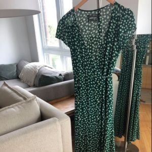 Reformation Carina Wrap Dress Green Floral